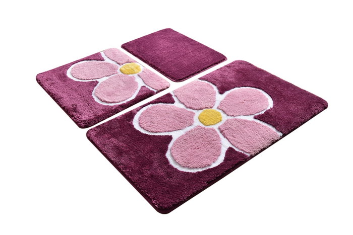 Mijölnir Juego de alfombras de baño Flower - Purple de acrílico Mijölnir Juego de alfombras de baño Flower - Purple de acrílico
